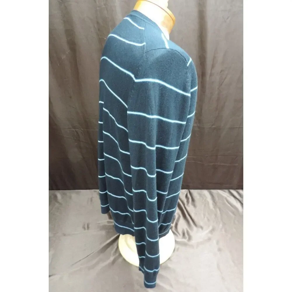 Banana Republic men's size large silk cashmere sweater v neck striped black blue